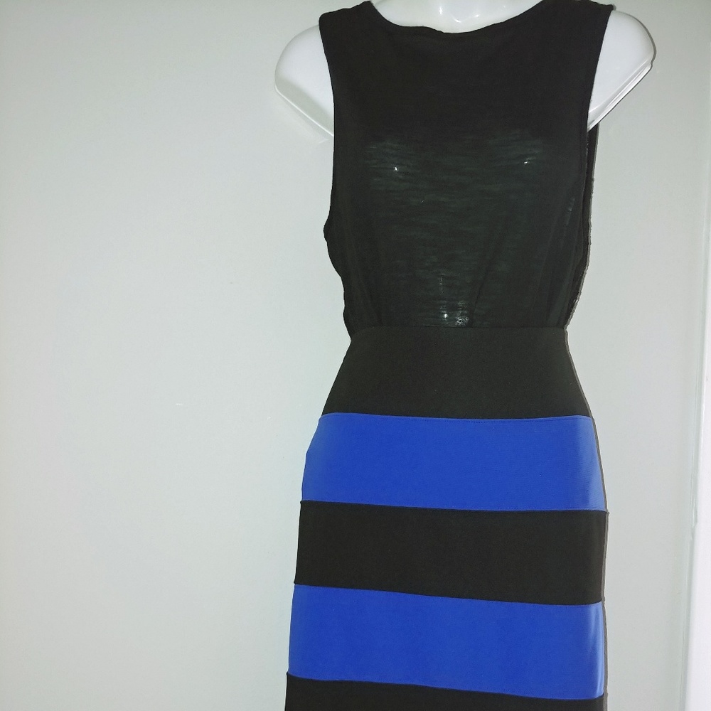 Black and Blue Stripped Pencil Skirt